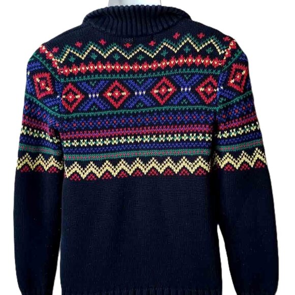 Boy's Polo Ralph Lauren Fair Isle Cotton Quarter Zip Mock Sweater Boy's 14-16 - Picture 3 of 5